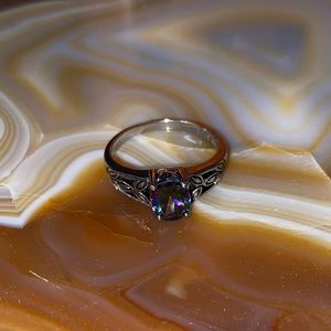 Sterling silver mystic topaz ring size 8